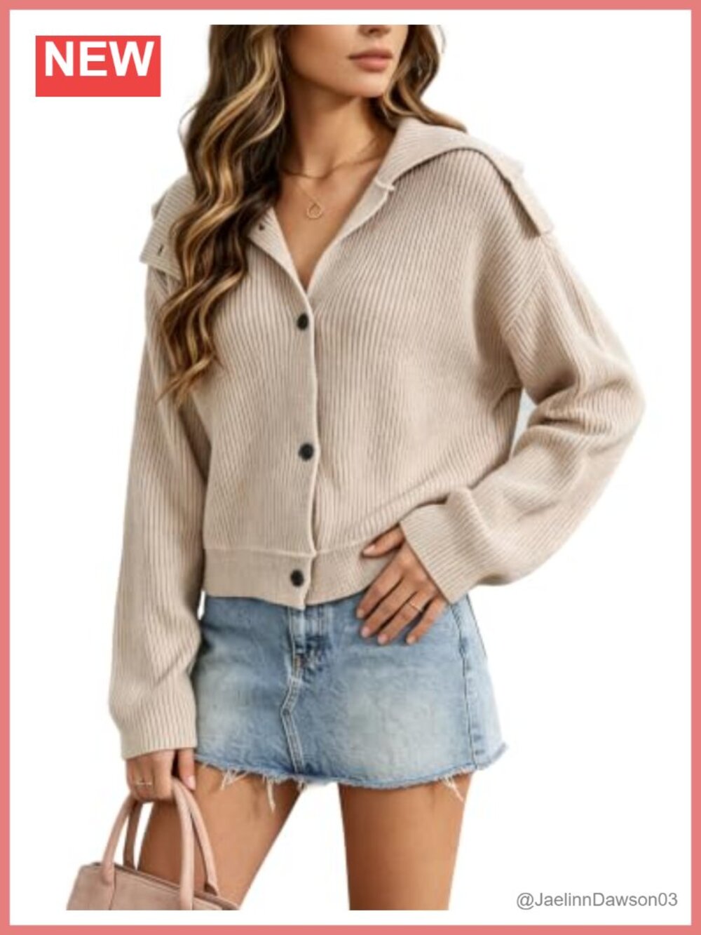 Women Loose Knit Cardigan Sweater High Neck Button Viscose Nylon PBT